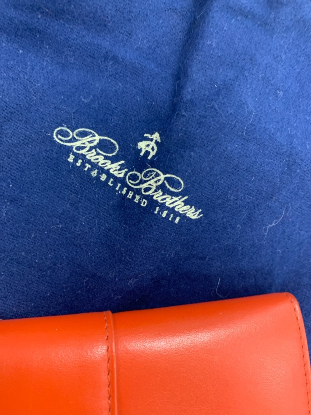 Brooks Brothers Orange Leather Flap Wallet - Picture 3 of 9